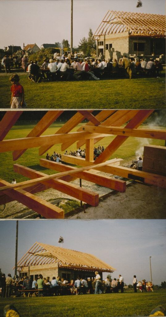 Am 20.9.1980 wurde Richtfest gefeiert und am 18.11.1983 schließlich konnte nach fast vierjähriger Bauzeit der erste Sportheimbetrieb aufgenommen werden.